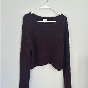 La Hearts Maroon Scoop Neck Cropped Sweater